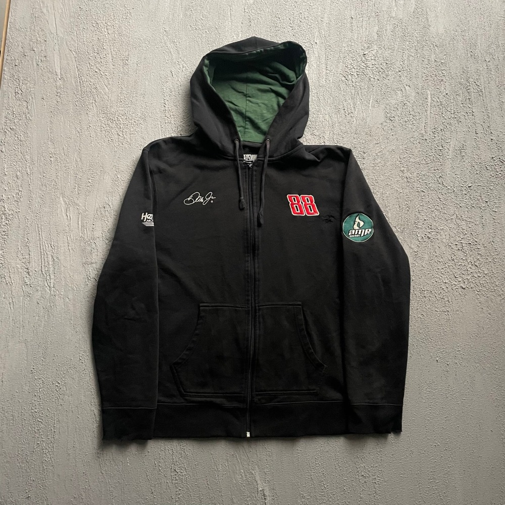 Vintage Dale Earnhardt Jr 88 Amp Energy Zip Hoodie Mens Large Black 2000s NASCAR